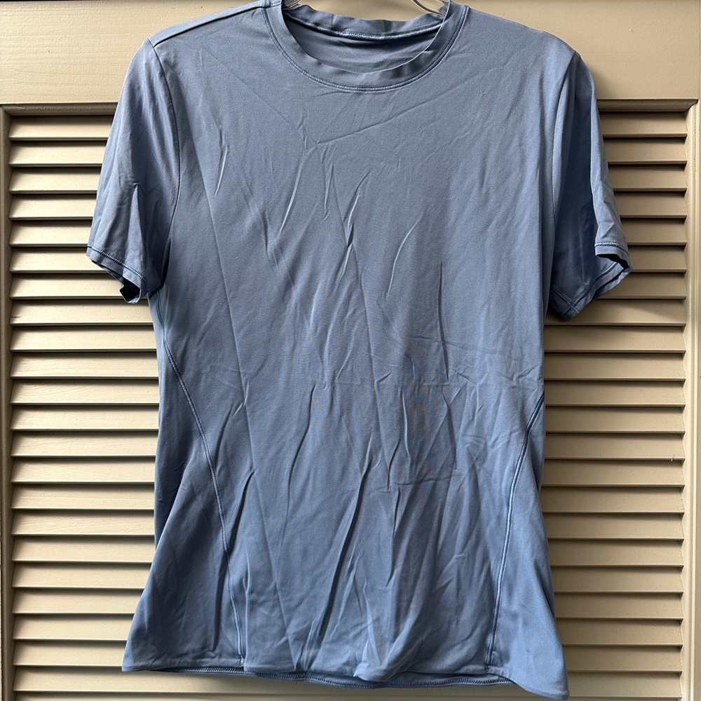 Lululemon Wundermost Nulu Hip-Length Crewneck Shirt L Oasis Blue #0085